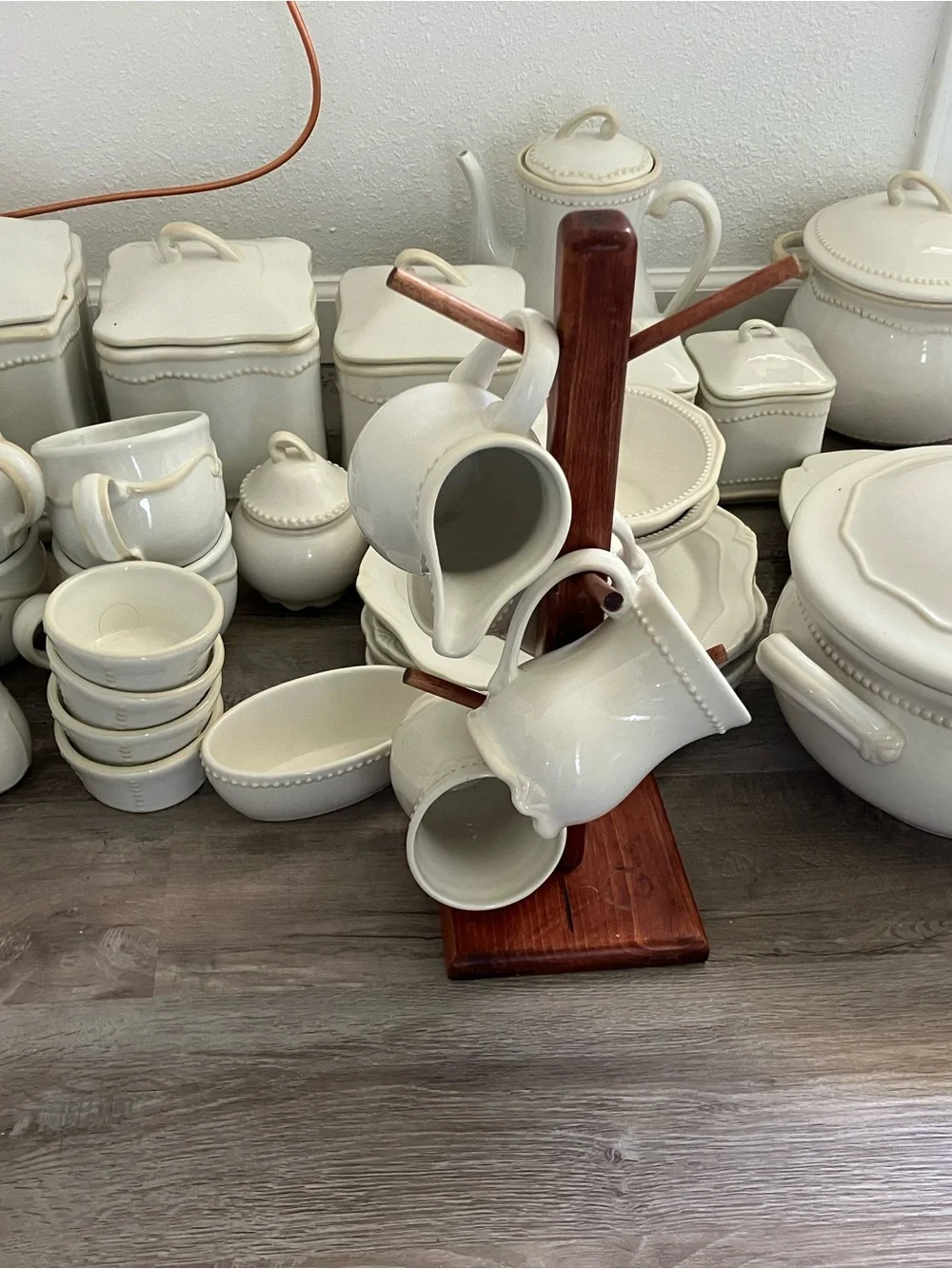 Princess House Cream Ceramic Canister and Serveware Collection